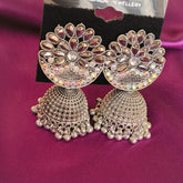 Silver Oxidized Glitter Jhumka With All Wear